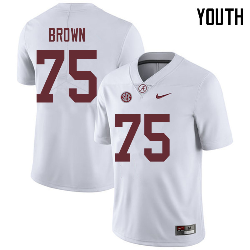 Alabama Crimson Tide Youth Tommy Brown #75 White NCAA Nike Authentic Stitched 2018 College Football Jersey HE16B27ME